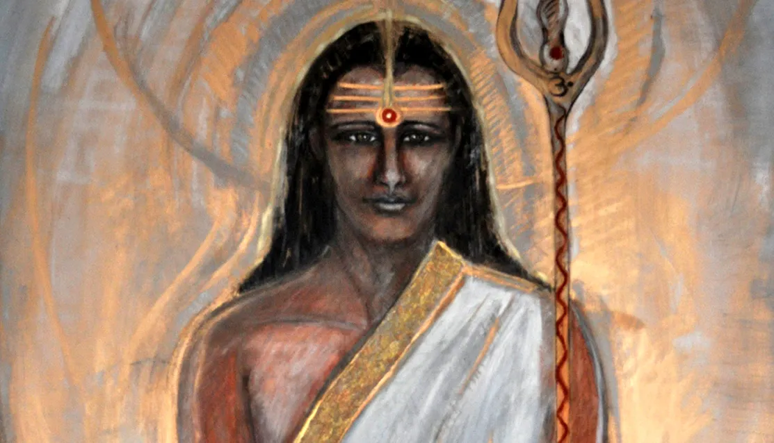 Painting of Mahavatar Babaji holding a trident